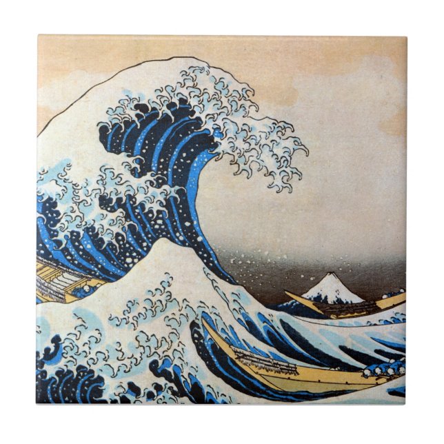 神奈川沖浪裏 北斎underbar vinkar, Hokusai, Ukiyo-e Kakelplatta (Framsidan)