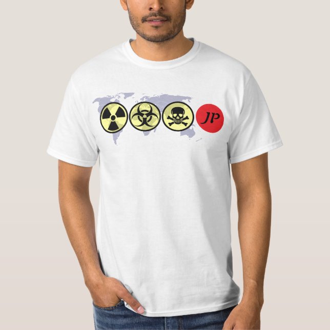 福島 för Japan 日本国JP Fukushima Tee Shirt (Framsida)