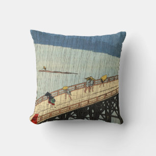突然の雨 plötslig 広重 regnar, Hiroshige, Ukiyo-e Kudde