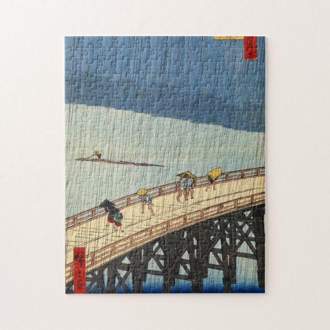 突 然 雨, 広 sudanden Rain, Hiroshige, Ukiyo-e Pussel (Vertikal)