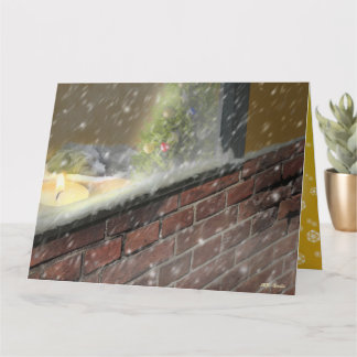 窓辺のキャンドル・眠る犬 (2) クリスマスカード KORT