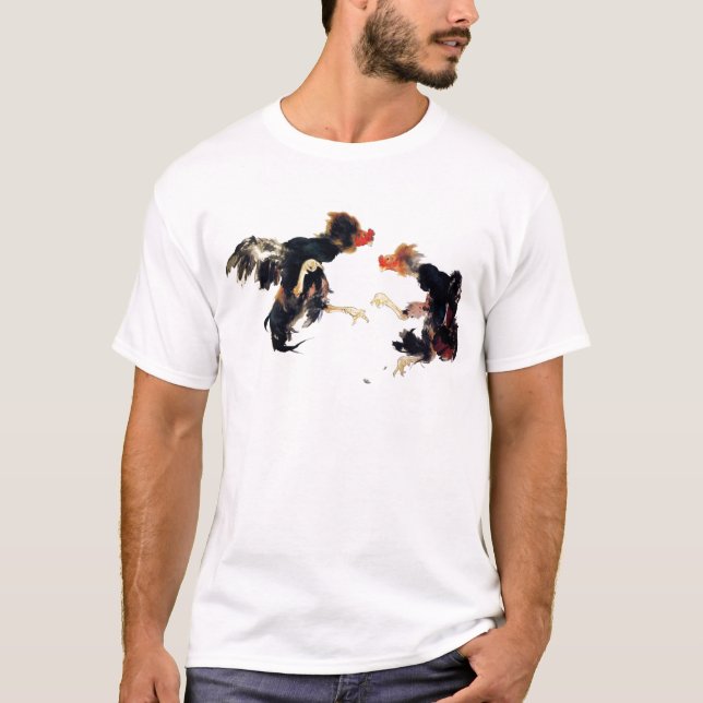 竹内栖鳳　軍鶏　闘鶏　鶏　ニワトリ　グッズ T SHIRT (Framsida)