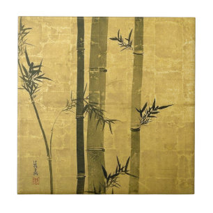 竹図 光琳bambu, Ogata Kōrin, Sumi-e Kakelplatta