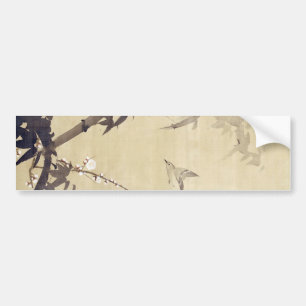竹 に, 其 一 Bird och Bamboo, Kiitsu, Japan Art Bildekal