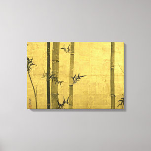 竹 図, 光 Bamboo, Ogata Kōrin, Sumi-e Canvastryck