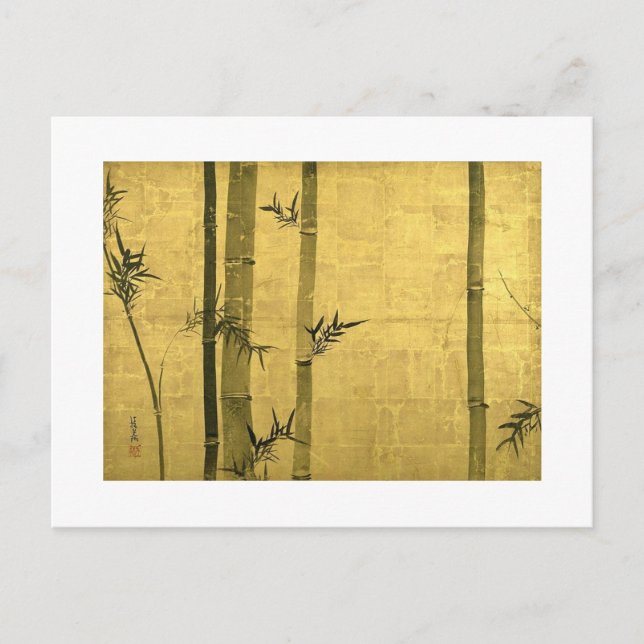 竹 図, 光 Bamboo, Ogata Kōrin, Sumi-e Vykort (Framsida)