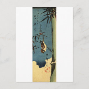 竹 雀, 広 重 Bamboo och Sparrow, Hiroshige, Ukiyo-e Vykort
