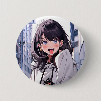 缶バッジ あっかんべーJK|Badge 寿司娘 GenerativeAI Knapp