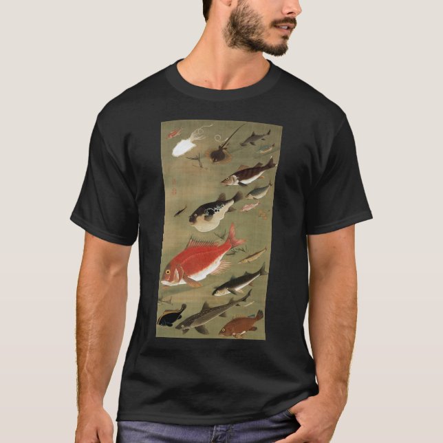 群魚図 för 動植綵絵 (28), 伊藤若冲 tee (Framsida)