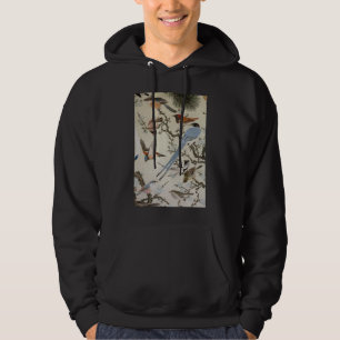 群 図, 中 住 雲, fåglar (detaljuppgifter), Nakazumi Dou Sweatshirt Med Luva