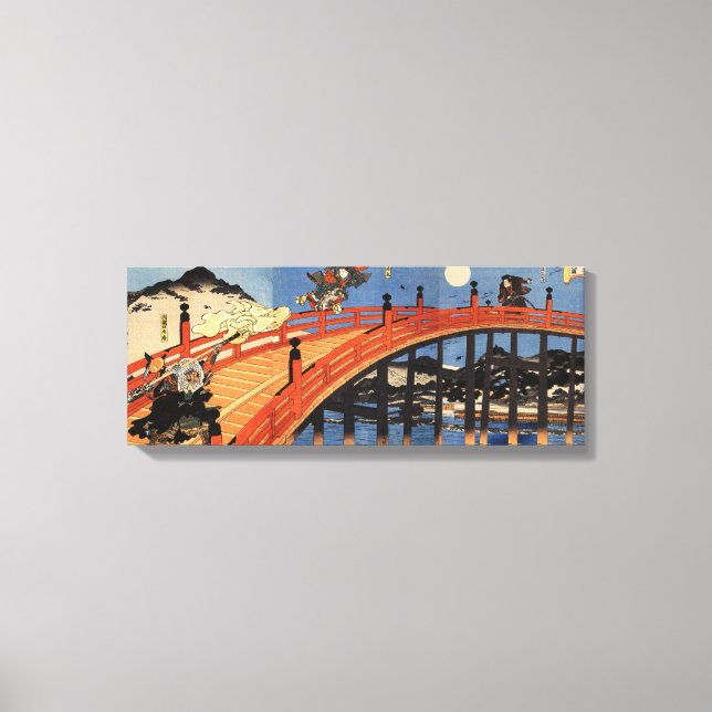 義 経 と, 慶, 国 芳, Yoshitsune & Benkei, Kuniyoshi, Uki Canvastryck (Framsida)