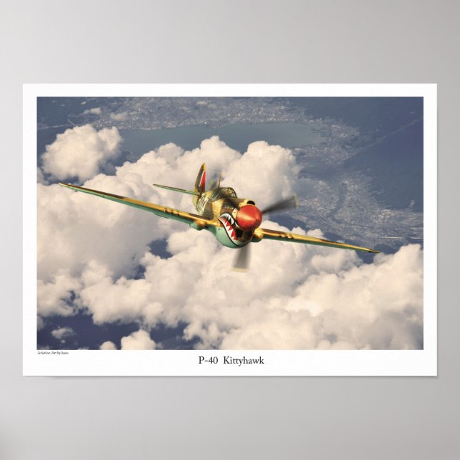 航空芸術ポスター「P-40 Kittyhawk」 Poster (Framsidan)