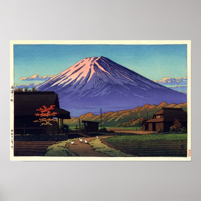 船 津 の 富, Mt. Fuji från Funatsu, Hasui Kawase Poster (Framsidan)