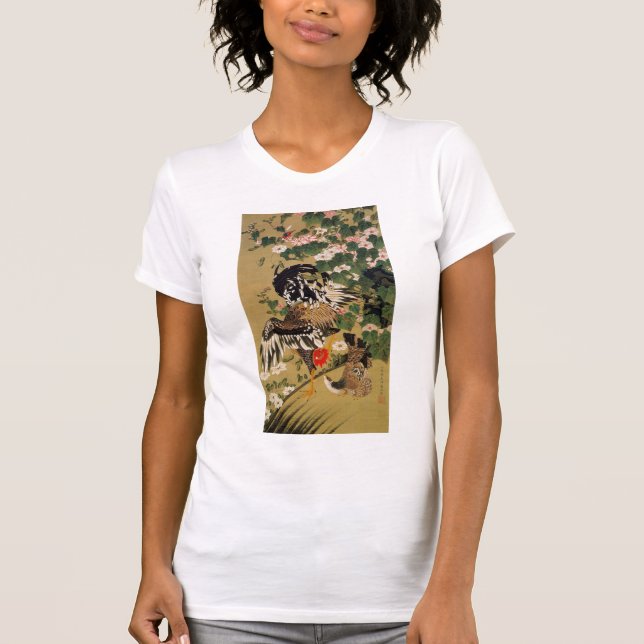 芙蓉双鶏図 för 動植綵絵 (10), 伊藤若冲 tee (Framsida)
