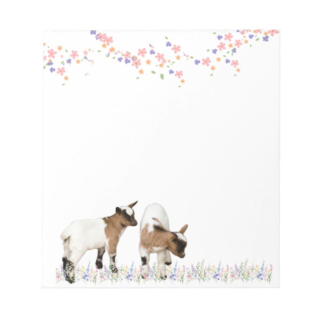 花とかわいい子ヤギのメモ♡ ANTECKNINGSBLOCK (Framsida)