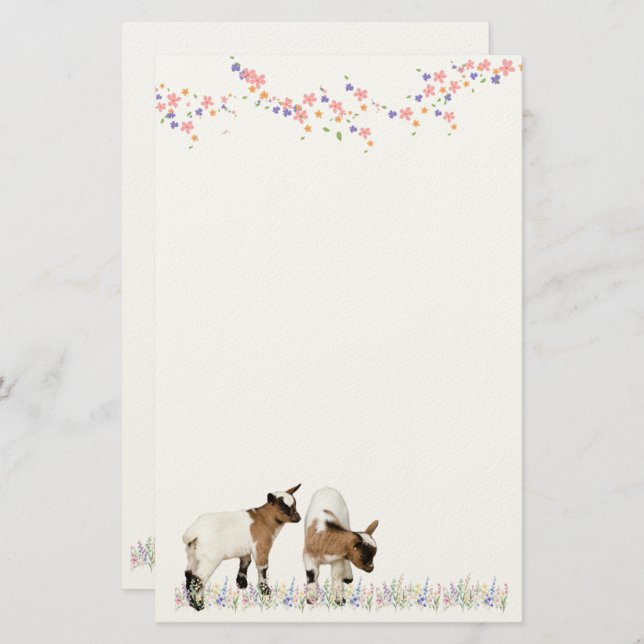花とかわいい子ヤギ♡ BREVPAPPER (Fram/baksida)