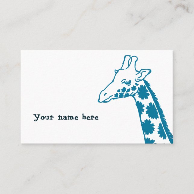 【花柄キリン (青)】 A giraffe with floral pattern (Blue) Visitkort (Framsida)