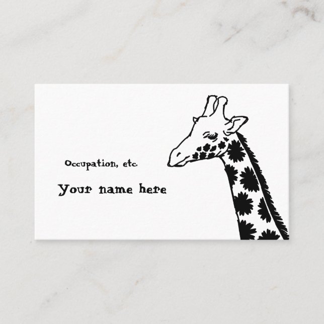 【花柄キリン (黒)】 A giraffe with floral pattern (Black) Visitkort (Framsida)