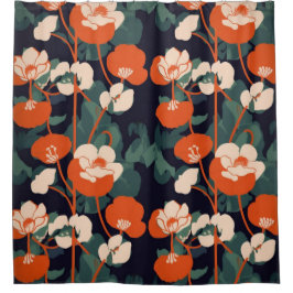 花柄シャワーカーテン