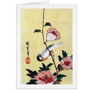 花 に, 広 och blommor, 鳥, Ukiyo-e Hälsningskort