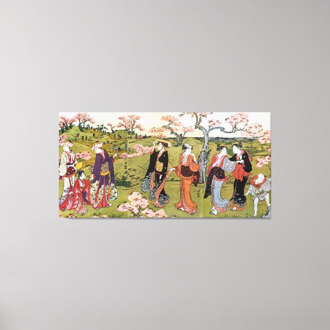 花 見, 清 長 blomvisning, Kiyonaga, Ukiyo-e Canvastryck (Framsida)