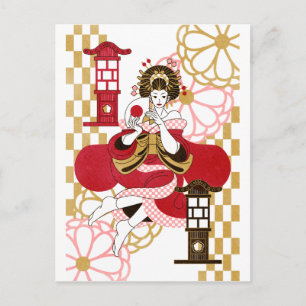 花 魁 と 行 (Oiran och Andon) Vykort