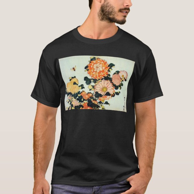 菊と蜂, 北斎Chrysanthemum och bi, Hokusai T-shirt (Framsida)