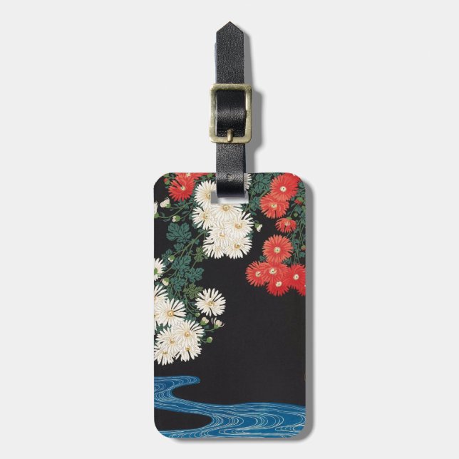 菊に流水 古邨Chrysanthemums & strömmer, Koson, Ukiyo-e Bagagebricka (Vertikal Framsida)