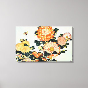 菊 と, 北 斎 Chrysanthemum och Bee, Hokusai, Ukiyo-e Canvastryck