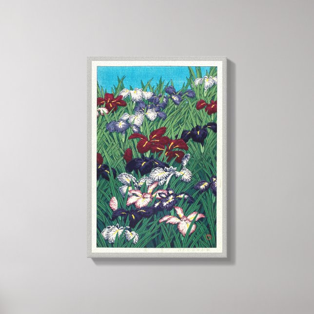 菖, Iris, Hasui Kawase, Woodcut Canvastryck (Framsida)