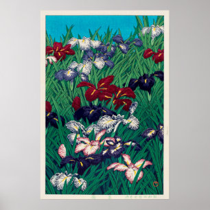 菖, Iris, Hasui Kawase, Woodcut Poster