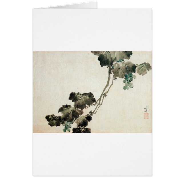 葡 萄, 北 斎 Grape, Hokusai Hälsningskort (Framsidan)