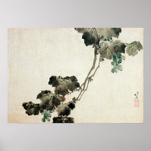 葡 萄, 北 斎 Grape, Hokusai Poster (Framsidan)