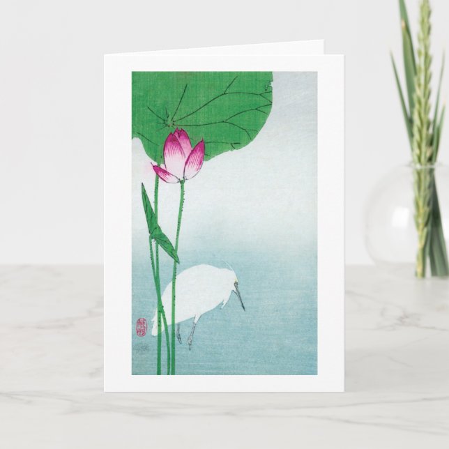 蓮に白鷺-, 小原古邨lotusblomma- & vitheron, Koson, Ukiyo-e Kort (Framsida)