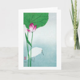 蓮に白鷺-, 小原古邨lotusblomma- & vitheron, Koson, Ukiyo-e Kort