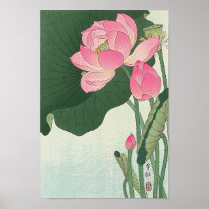 蓮 花, 小 原 古 Lotus-blomman, Ohara Koson, Ukiyo-e Poster