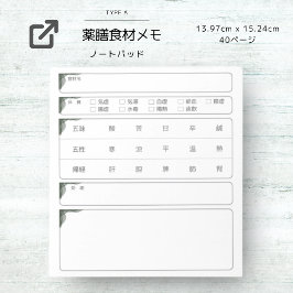 薬膳食材メモ ANTECKNINGSBLOCK