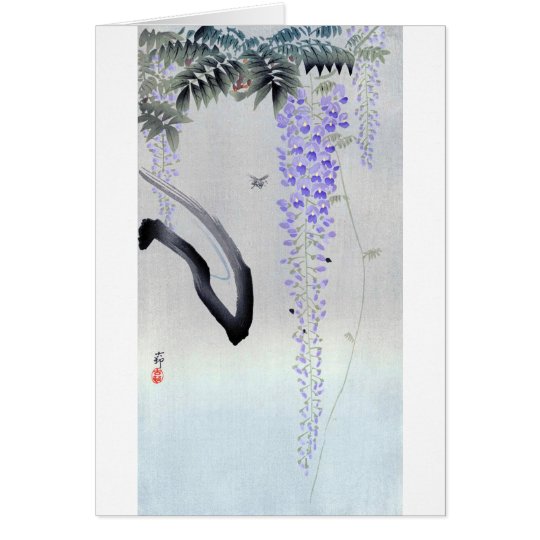 藤の花 古邨blommarWisteria, Ohara Koson, träsnitt Hälsningskort