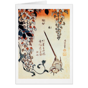 藤 に セ レ イ, 北 budg Wagtail och Wisteria, Hokusai, U Hälsningskort