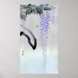 藤 の, 古 邨 Blommar Wisteria, Ohara Koson, Woodcut Poster