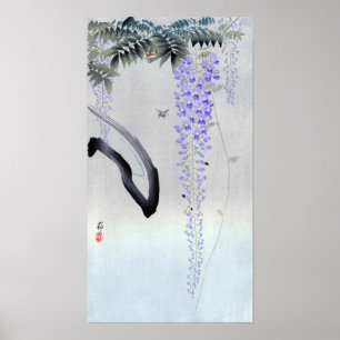 藤 の, 古 邨 Blommar Wisteria, Ohara Koson, Woodcut Poster