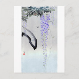 藤 の, 古 邨 Blommar Wisteria, Ohara Koson, Woodcut Vykort