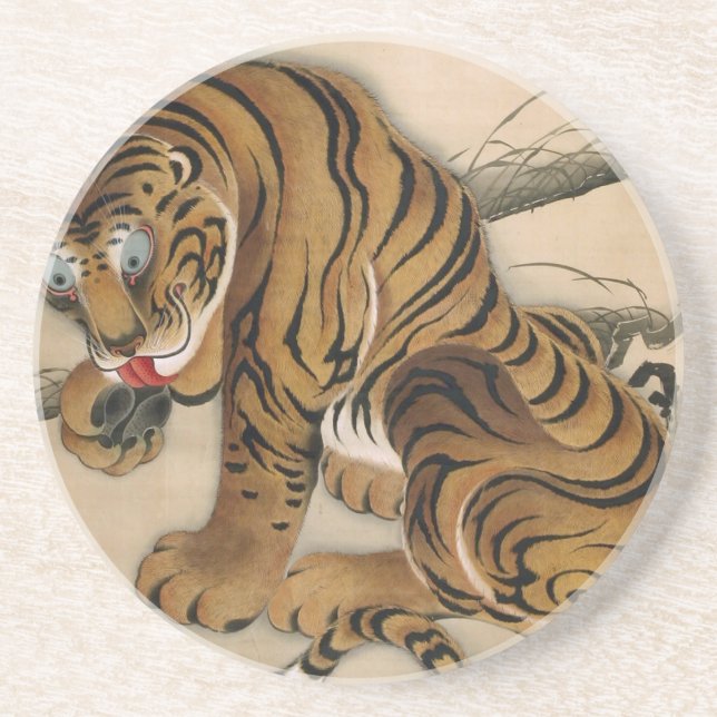 虎 図, 若 Tiger, Jakuchu, Art Underlägg (Framsidan)