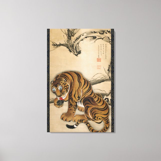 虎, 若 Tiger, Jakuchu, Japan Art Canvastryck (Framsida)