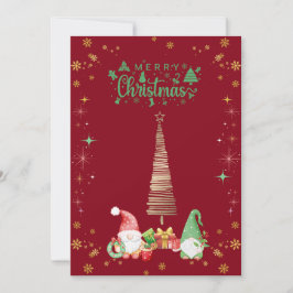 赤色かわいいサンタさんクリスマスカード♡  JULKORT