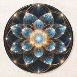 輝く青い花（曼陀羅） UNDERLÄGG PAPPER RUND