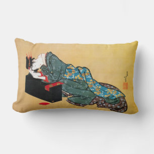 酔った女 北斎 drucken kvinna, Hokusai, Ukiyo-e Lumbarkudde