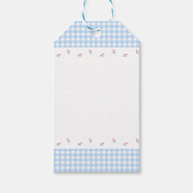 野ばら＆チェック（ブルー）  PRESENTETIKETT (Framsidan)