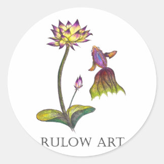 金魚と蓮　カラー　Black logo ver. Runt Klistermärke