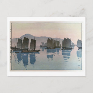 阿 伏 兎 朝, morgon i ett hav, Hiroshi Yoshida, Woodcu Vykort